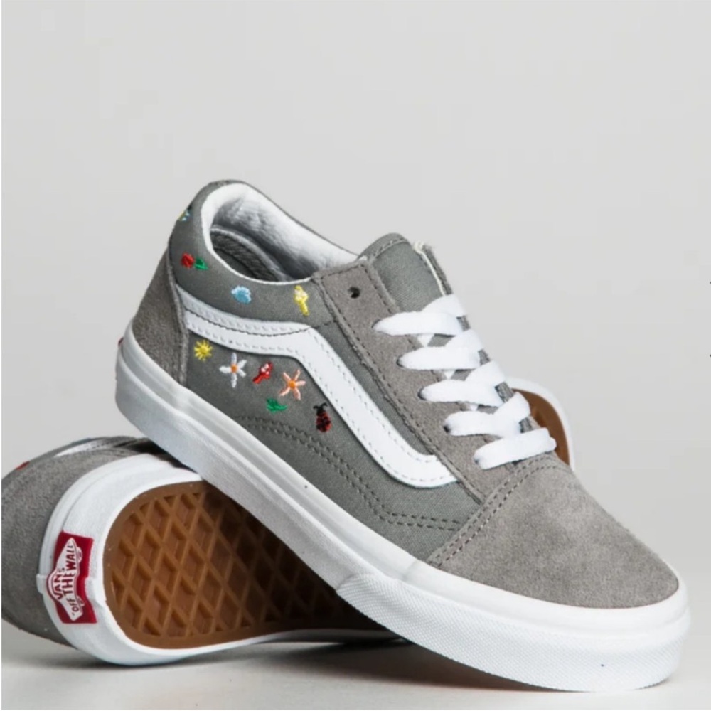 Sold- Vans Gray and White Sneakers with Classic Waffle Outsole